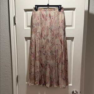 Investments Cream and Pink Paisley Maxi Skirt